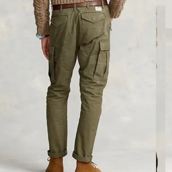 Polo Ralph Lauren Slim Fit Canvas Cargo Pants | Olive Green | Size 30x32 - Picture 10 of 10
